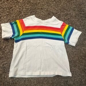 Hanna Andersson White Tee with Rainbow Stripes